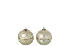 Scented Candle Christmas Bauble Glass Silver Colored Small Assortment Of 2 - Tuincentrum Lopik