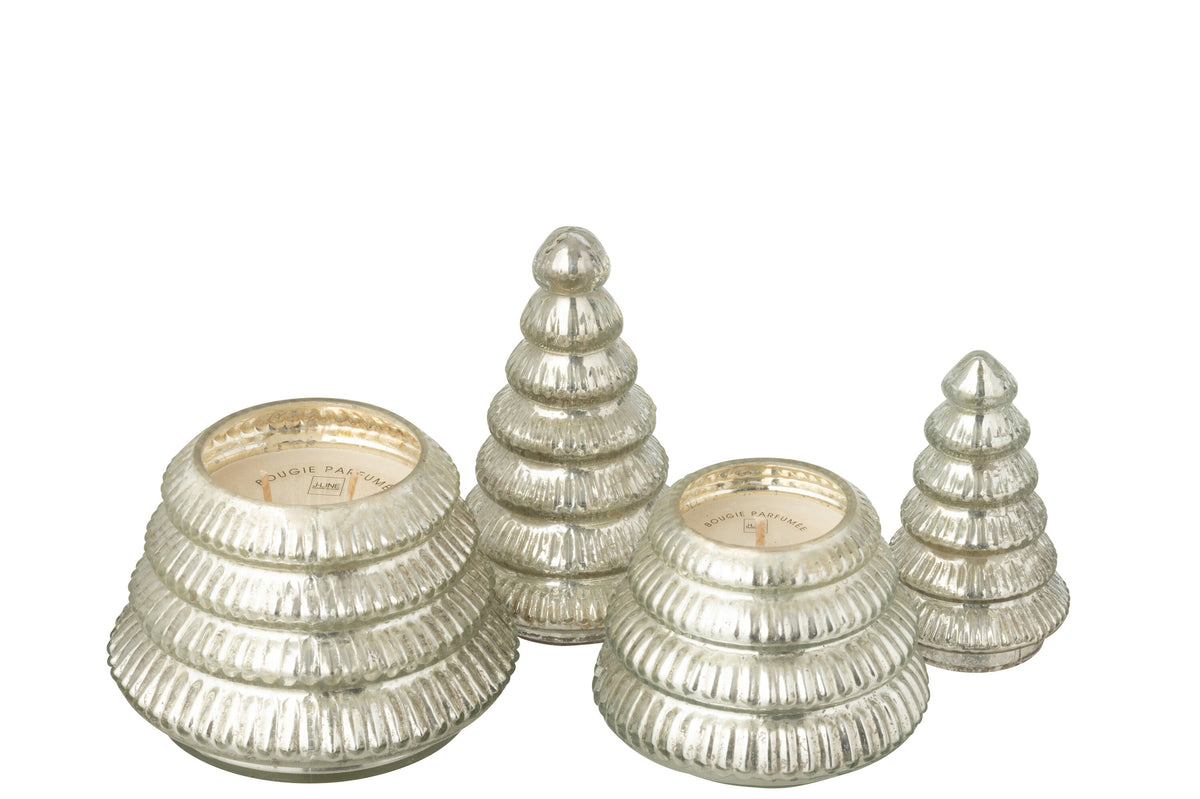 Scented Candle Tree Ribbed Glass Silver Colored Large - Tuincentrum Lopik