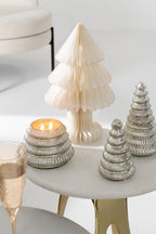 Scented Candle Tree Ribbed Glass Silver Colored Large - Tuincentrum Lopik