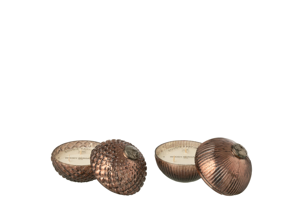 Scented Candle Christmas Bauble Glass Brown Small Assortment Of 2 - Tuincentrum Lopik