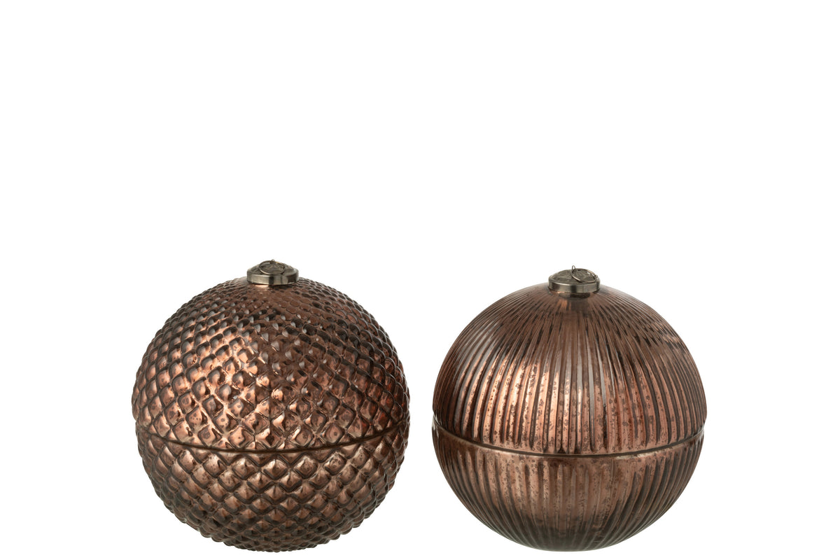 Scented Candle Christmas Bauble Glass Brown Large Assortment Of 2 - Tuincentrum Lopik