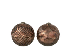 Scented Candle Christmas Bauble Glass Brown Large Assortment Of 2 - Tuincentrum Lopik
