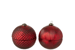 Scented Candle Christmas Bauble Glass Christmas Red Large Assortment Of 2 - Tuincentrum Lopik