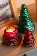 Scented Candle Tree Ribbed Glass Christmas Red Large - Tuincentrum Lopik