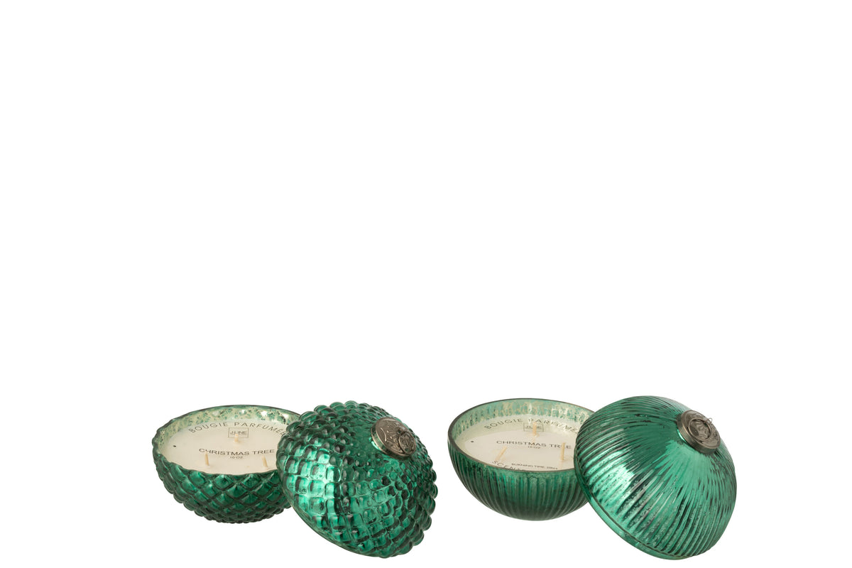 Scented Candle Christmas Bauble Glass Green Small Assortment Of 2 - Tuincentrum Lopik