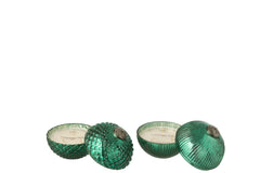 Scented Candle Christmas Bauble Glass Green Small Assortment Of 2 - Tuincentrum Lopik