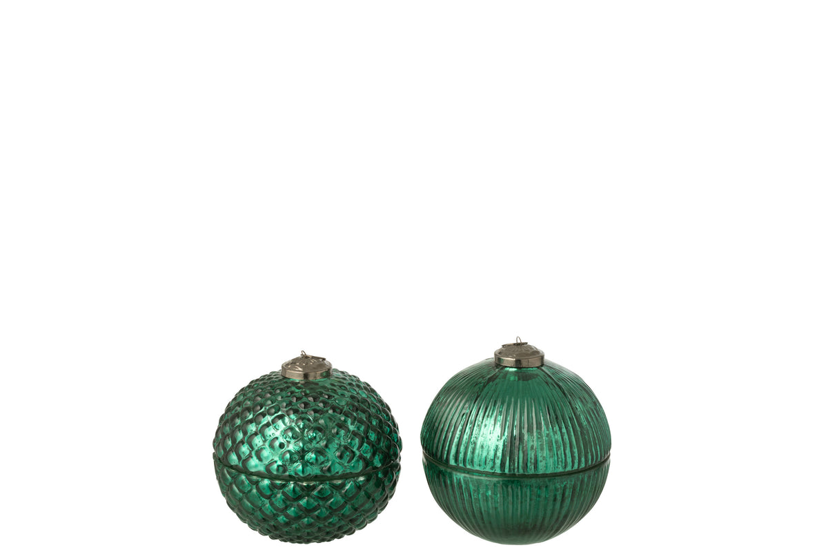 Scented Candle Christmas Bauble Glass Green Small Assortment Of 2 - Tuincentrum Lopik