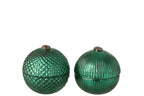 Scented Candle Christmas Bauble Glass Green Large Assortment Of 2 - Tuincentrum Lopik