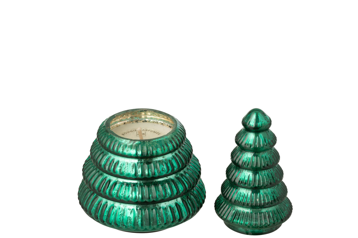 Scented Candle Tree Ribbed Glass Green Small - Tuincentrum Lopik