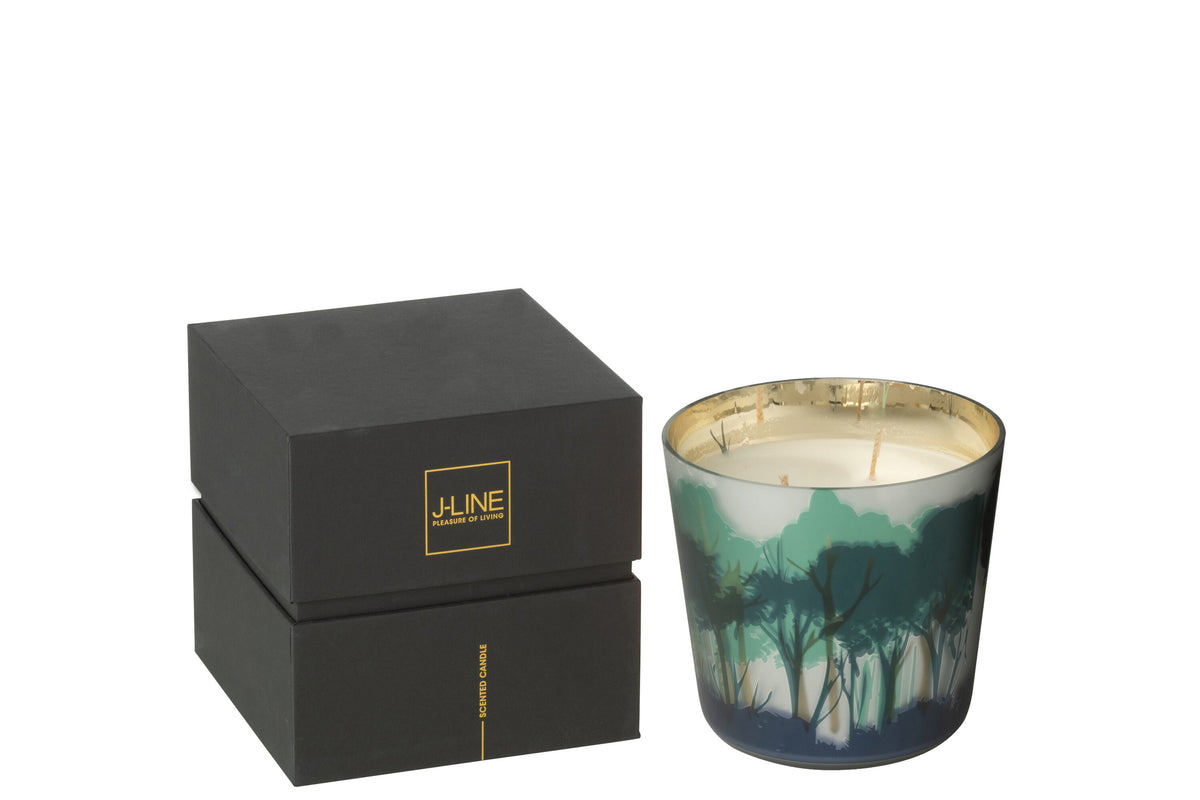 Scented Candle Noa Forest Soya Green/Gold Colored Small-50H - Tuincentrum Lopik