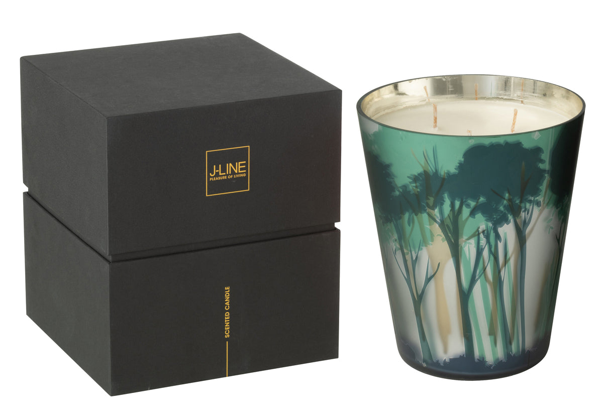 Scented Candle Noa Forest Soya Green/Gold Colored Large-95H - Tuincentrum Lopik
