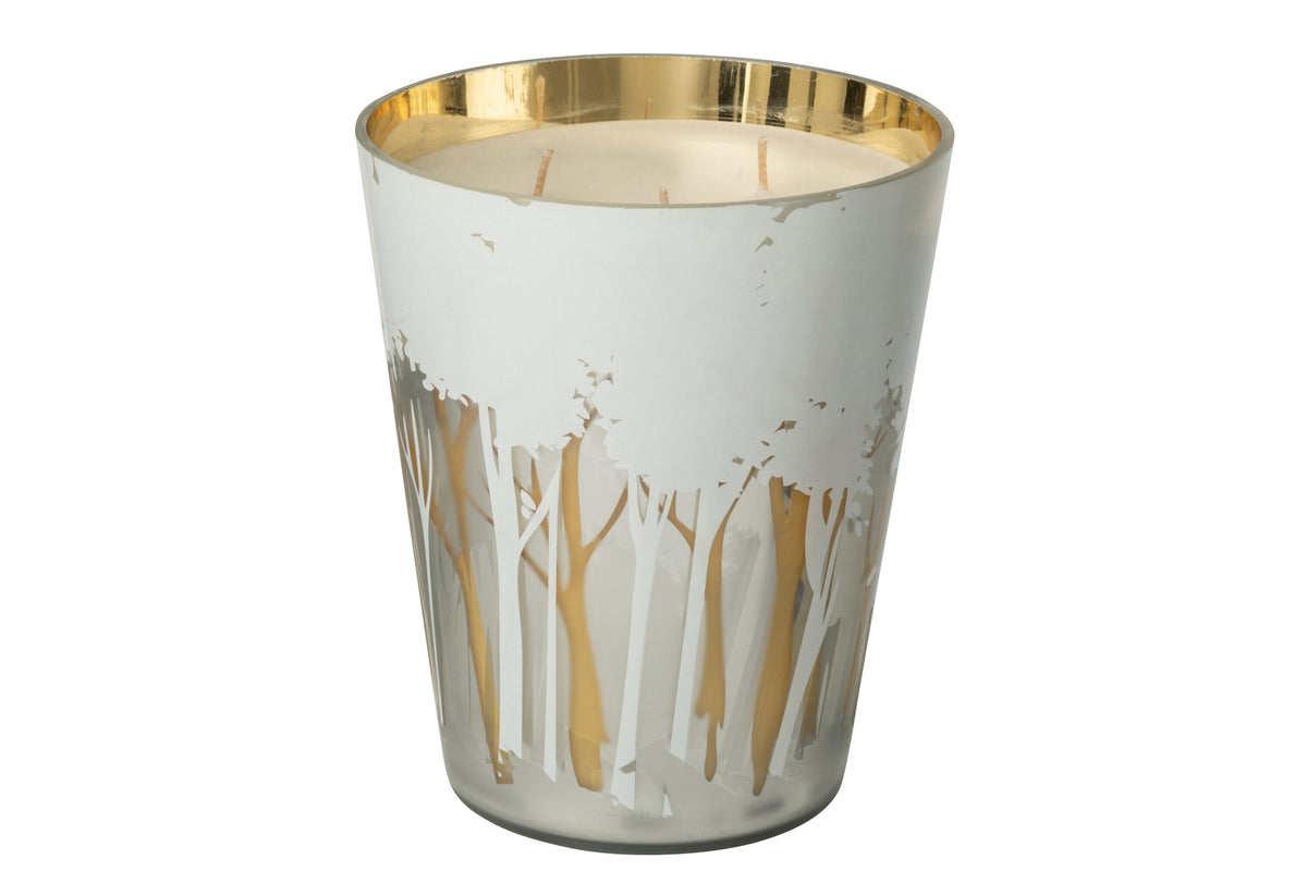 Scented Candle Noa Forest Soya White/Gold Colored Large-95H - Tuincentrum Lopik