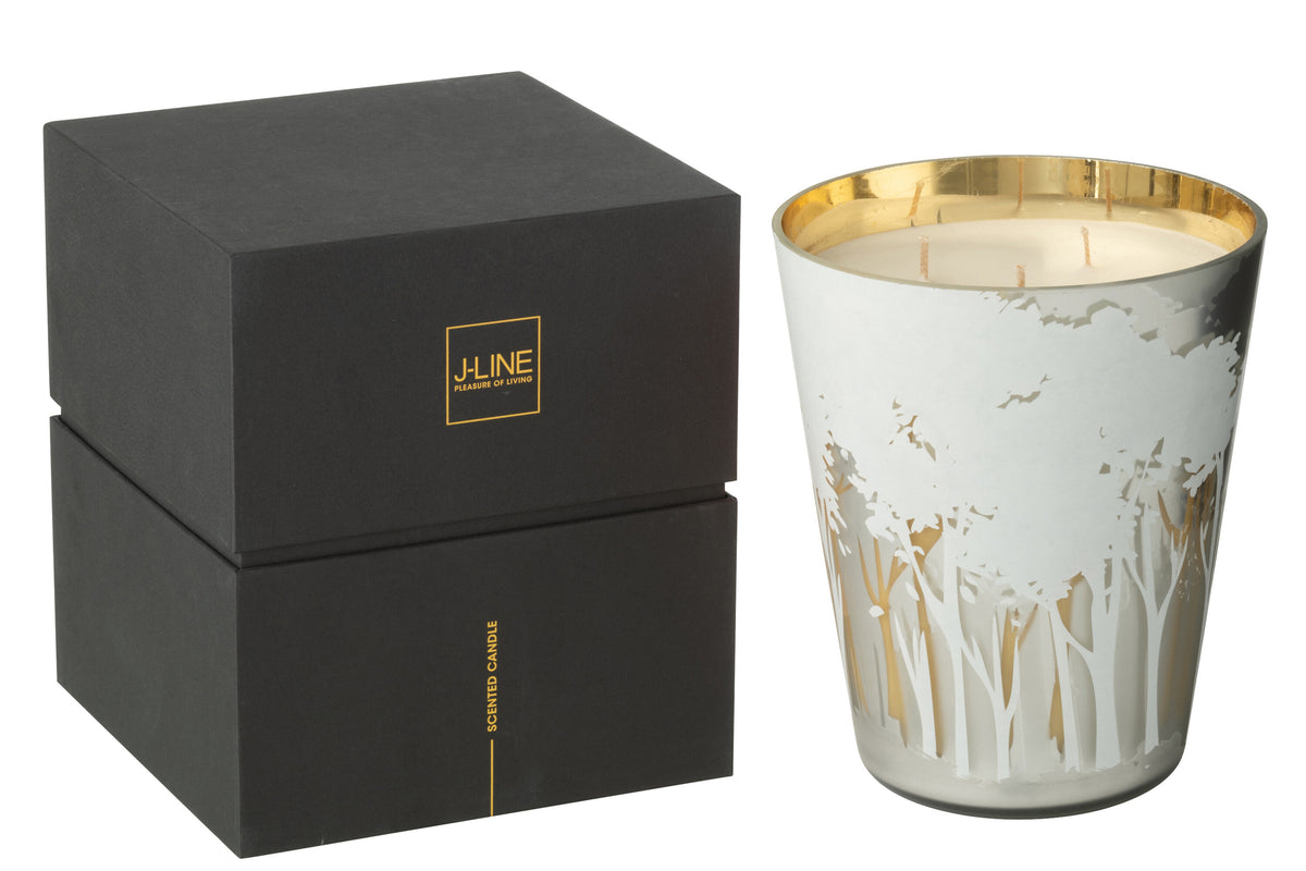 Scented Candle Noa Forest Soya White/Gold Colored Large-95H - Tuincentrum Lopik
