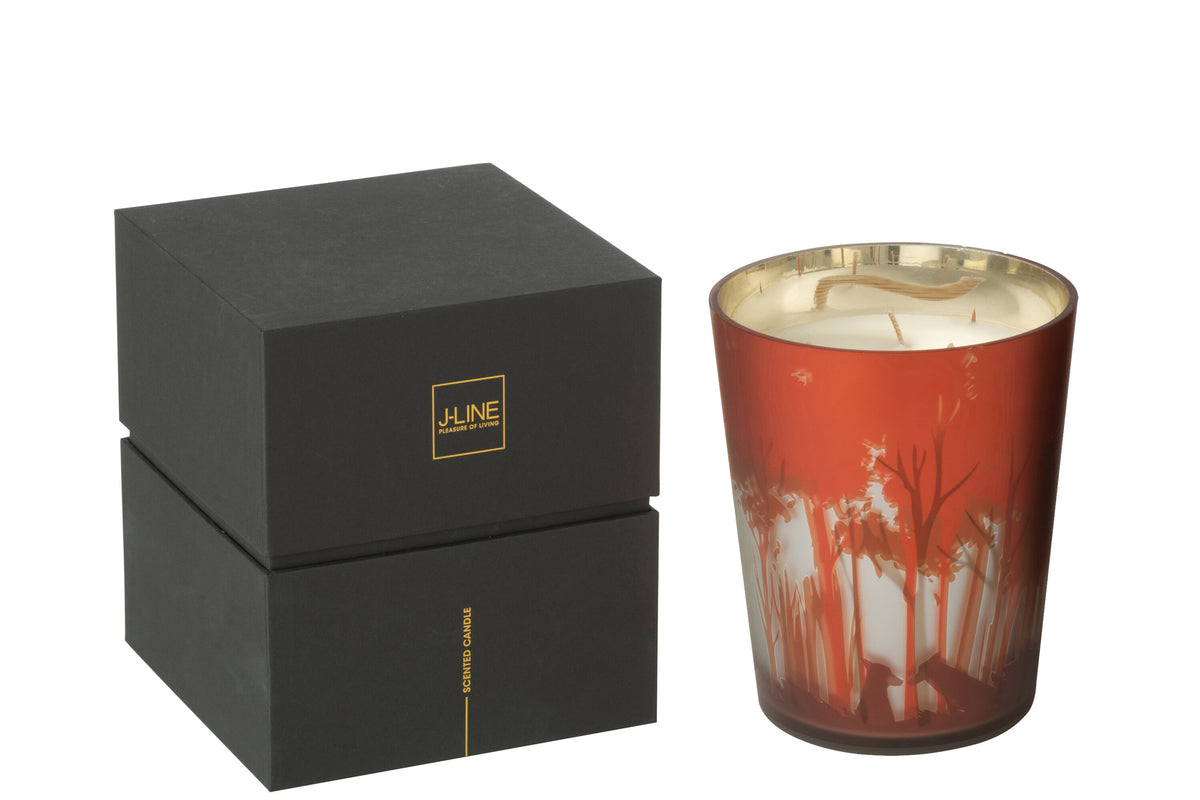 Scented Candle Noa Forest Soya Red/Gold Colored Medium-68H - Tuincentrum Lopik