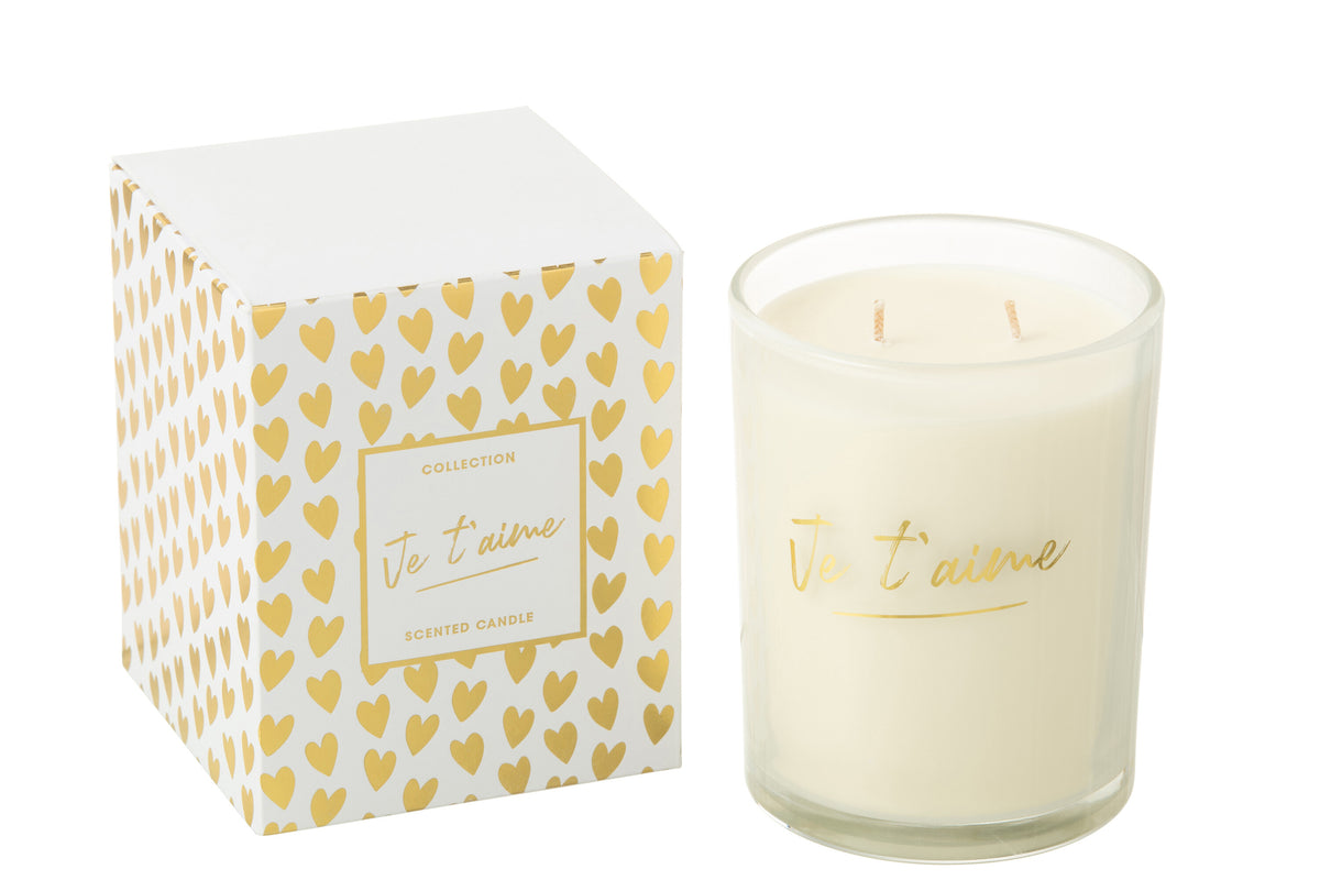 Scented Candle Je T'aime Wax Gold Colored Large - Tuincentrum Lopik