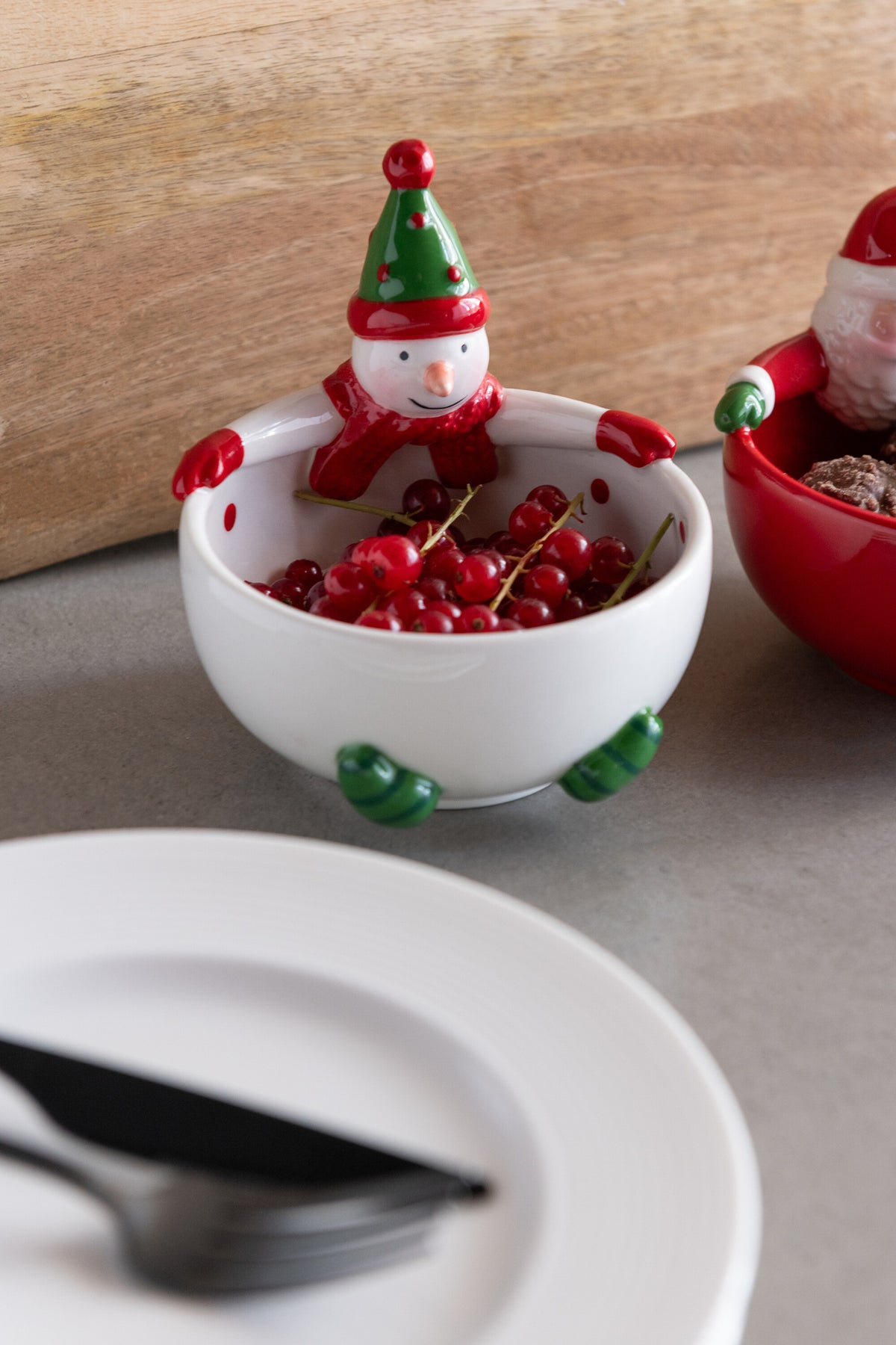 Bowl Santa Claus  +  Snowman Dolomite Multicolored Assortment Of 2 - Tuincentrum Lopik