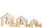 J-LINE KERSTSTAL IN HUIS MANGOHOUT WIT/NATUREL LARGE 22 CM