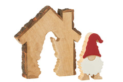 J-LINE KERSTMAN IN HUIS MANGOHOUT MULTICOLOR LARGE 26,5 CM