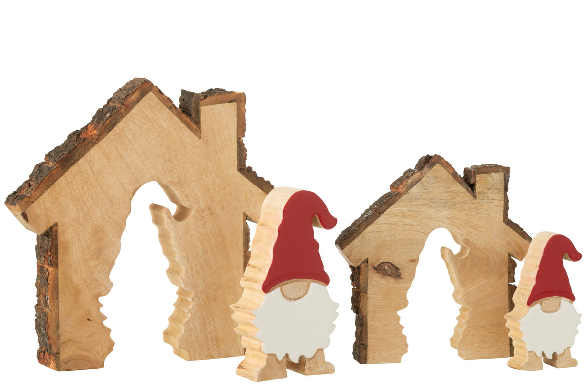 J-LINE KERSTMAN IN HUIS MANGOHOUT MULTICOLOR LARGE 26,5 CM