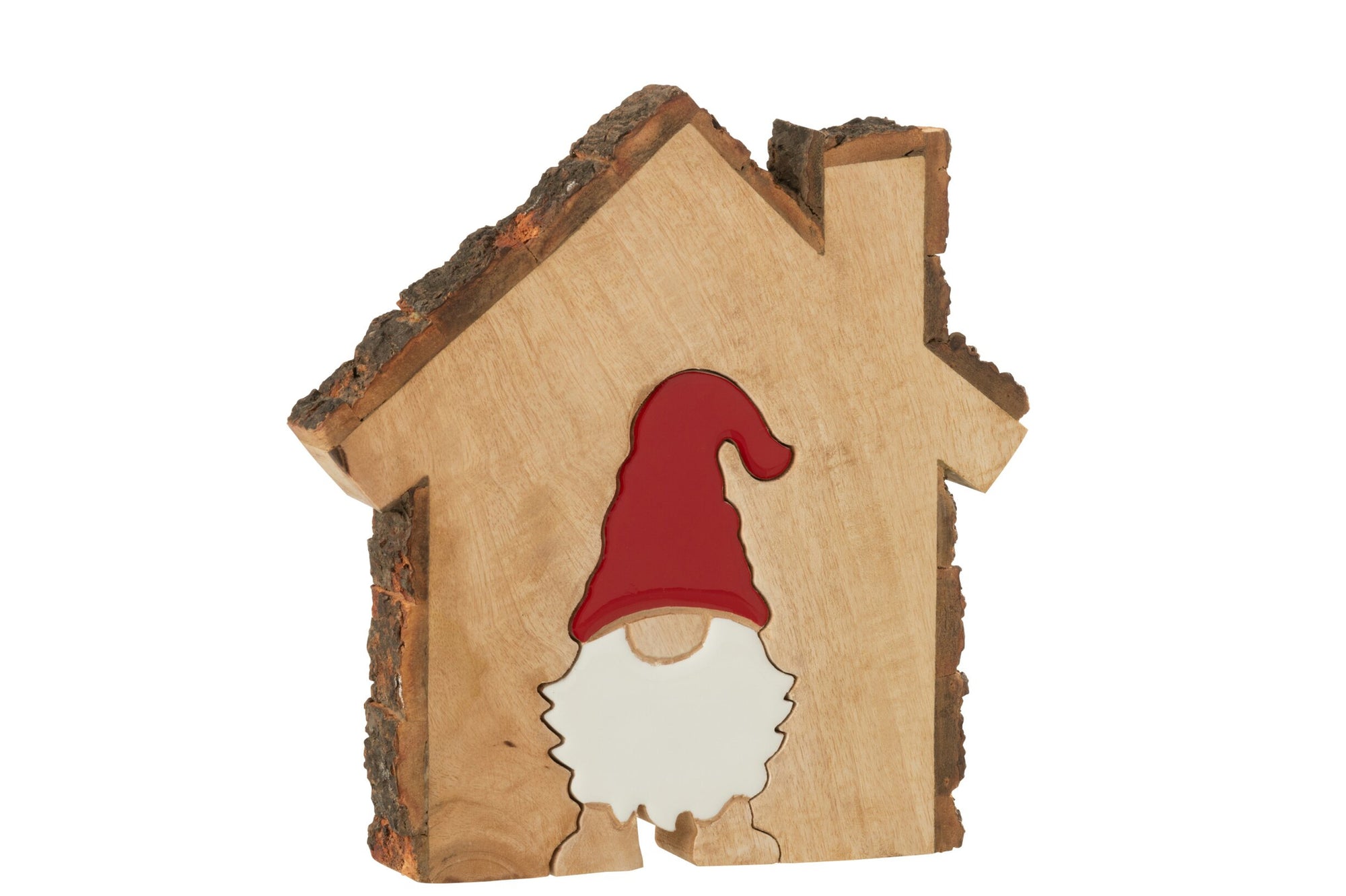 J-LINE KERSTMAN IN HUIS MANGOHOUT MULTICOLOR LARGE 26,5 CM