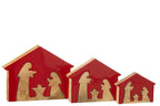 J-LINE KERSTSTAL IN HUIS MANGOHOUT ROOD/NATUREL LARGE 22 CM