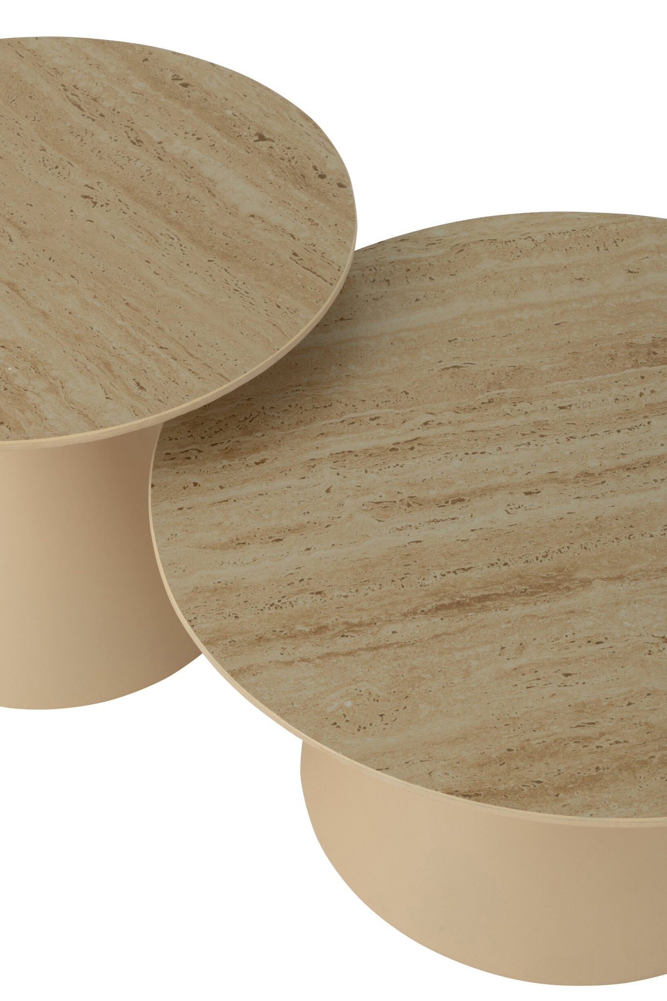 J-LINE SET VAN 2 BIJZETTAFELS CONE IJZER ECRU/BEIGE