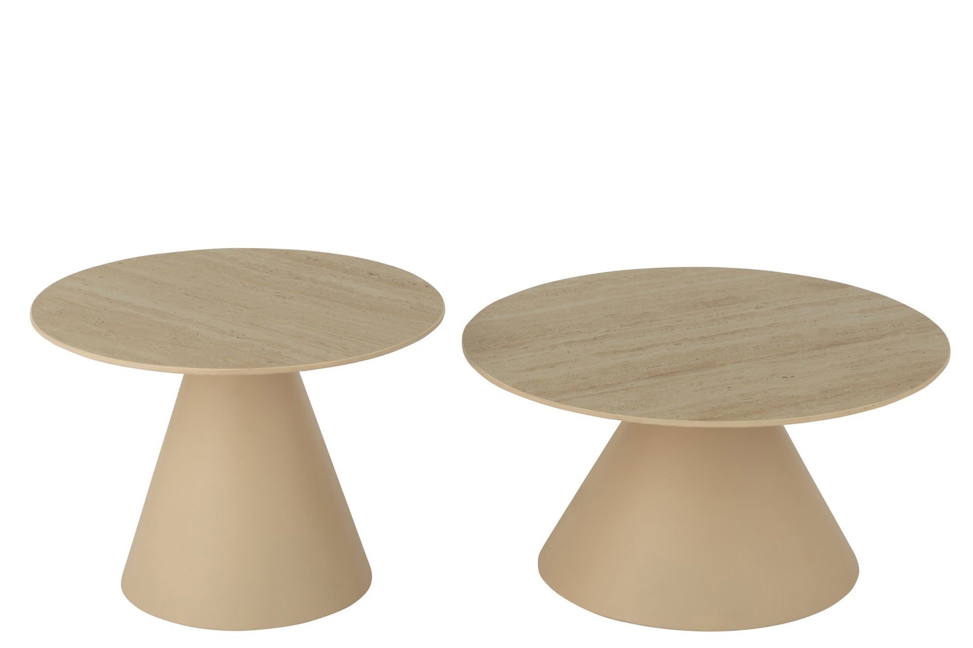 J-LINE SET VAN 2 BIJZETTAFELS CONE IJZER ECRU/BEIGE