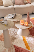 J-LINE SET VAN 2 BIJZETTAFELS CONE IJZER ECRU/BEIGE