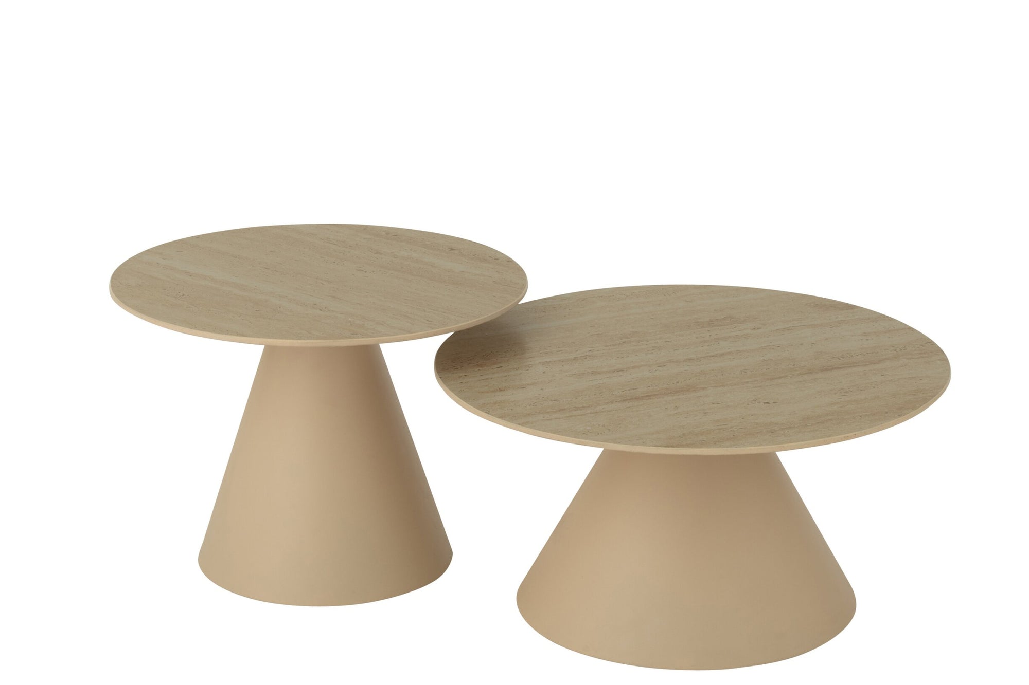 J-LINE SET VAN 2 BIJZETTAFELS CONE IJZER ECRU/BEIGE