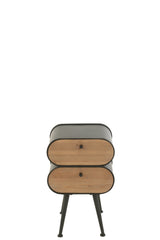 J-LINE KASTJE HOUT EN METAAL GRENENHOUT ZWART/LICHTBEIGE - Tuincentrum Lopik