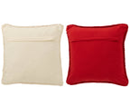 J-LINE KUSSEN HOHOHO POLYESTER KERST ROOD/WIT ASSORTIMENT VAN 2