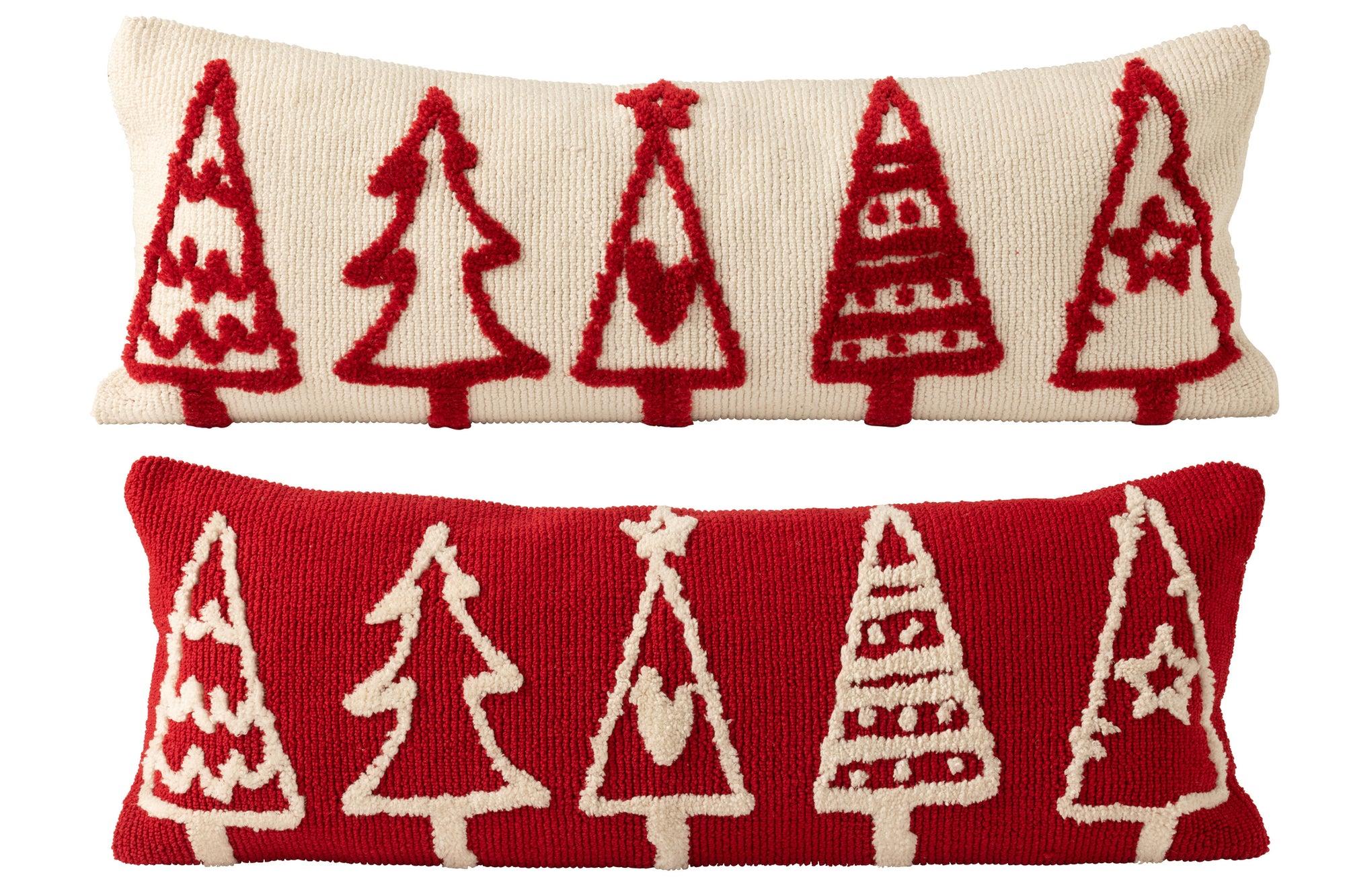 Cushion Christmas Trees Polyester Christmas Red/White Assortment Of 2 - Tuincentrum Lopik