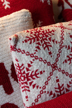 J-LINE KUSSEN SNEEUWVLOKKEN KATOEN KERST ROOD/WIT (ASSORTIMENT VAN 2) - Tuincentrum Lopik