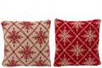 J-LINE KUSSEN SNEEUWVLOKKEN KATOEN KERST ROOD/WIT (ASSORTIMENT VAN 2) - Tuincentrum Lopik
