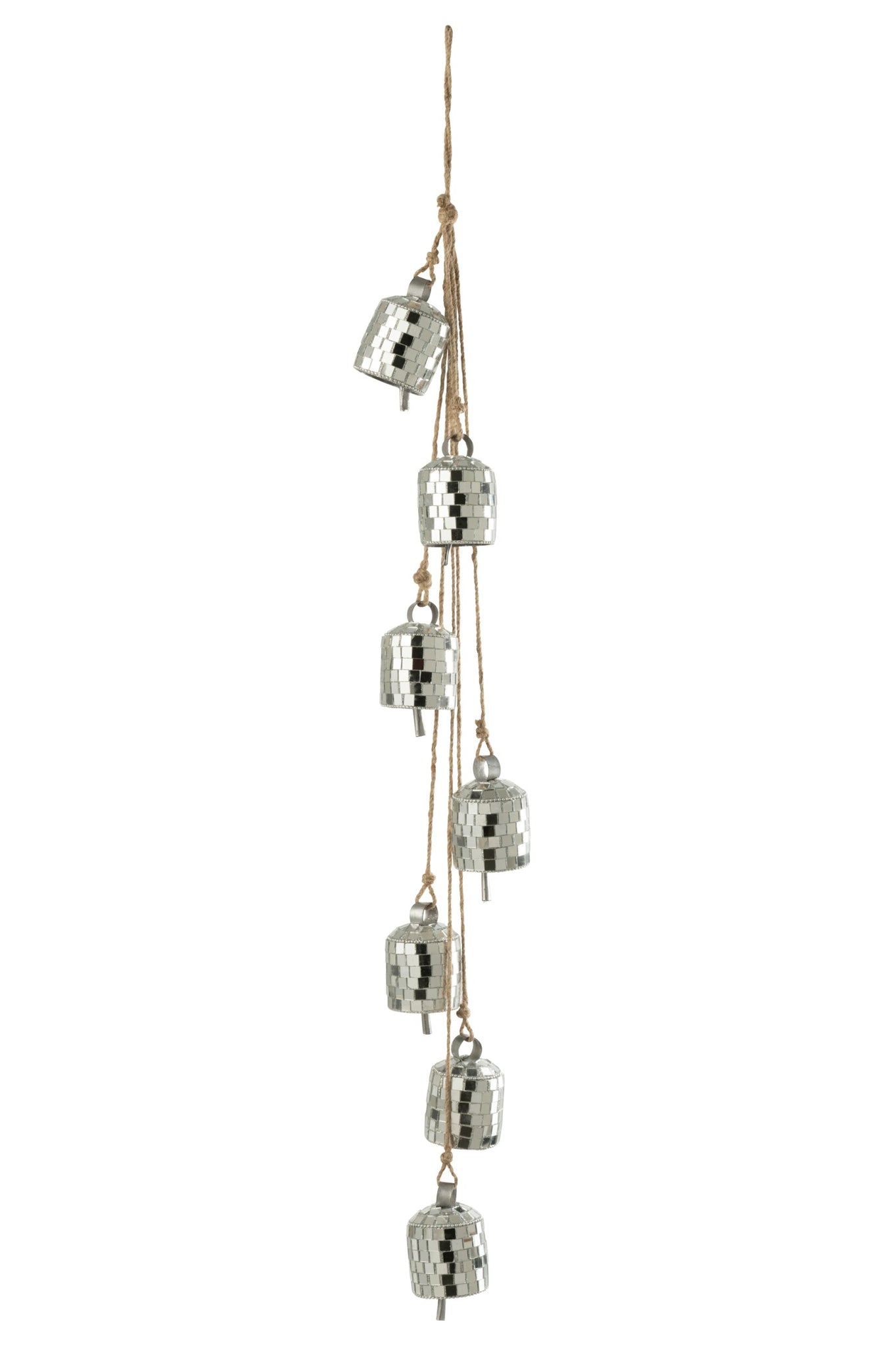 J-LINE DECORATIEVE HANGER 7 BELLEN IJZER/SPIEGEL ZILVER 45,5 CM