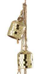 J-LINE DECORATIEVE HANGER BELLEN IJZER/SPIEGEL GOUD 45,5 CM