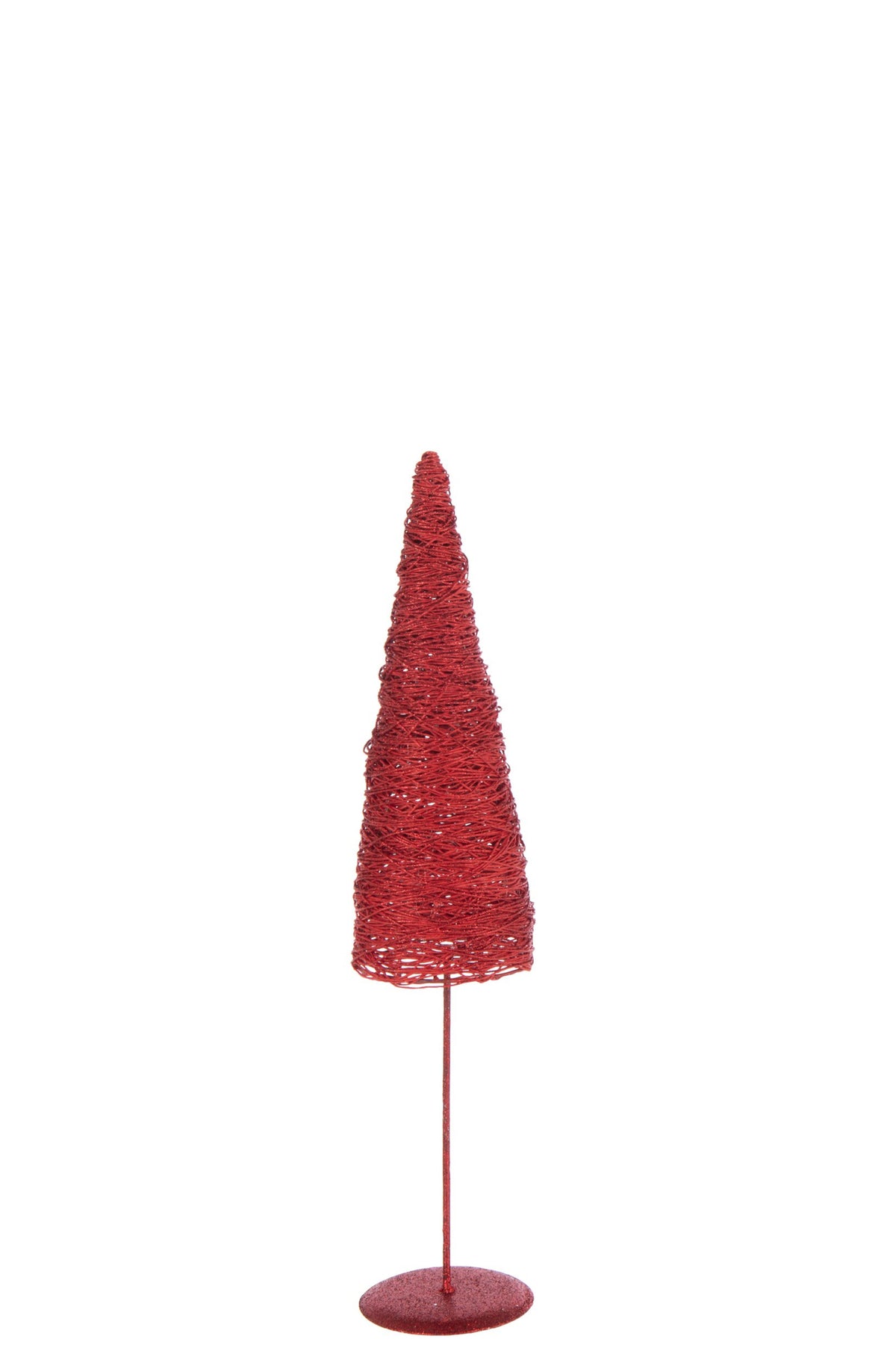 J-Line decoratieve kerstboom op voet papier/metaal rood klein 58 cm