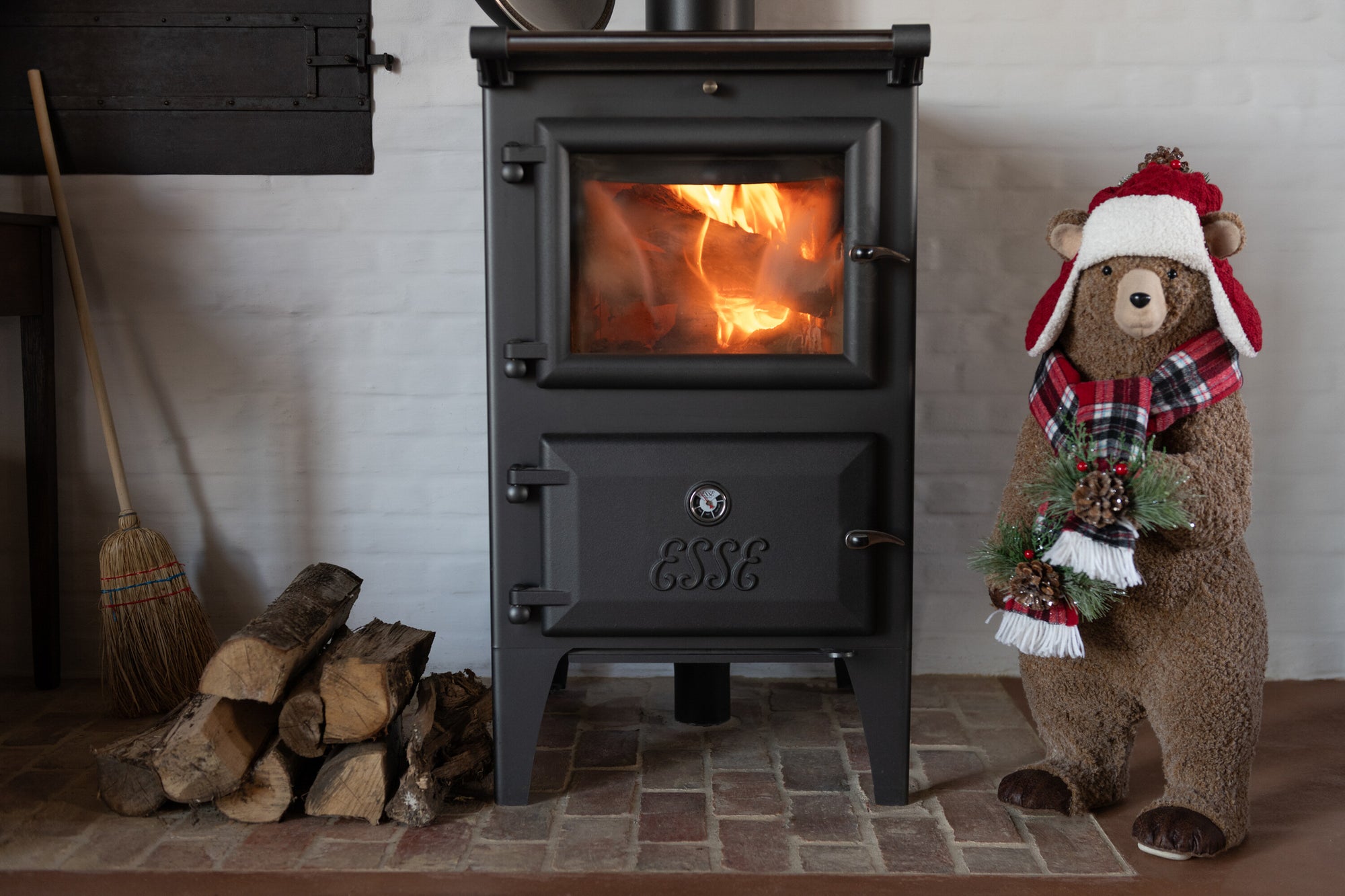 J-LINE BEER + BEANIE POLYESTER BRUIN/KERST ROOD - Tuincentrum Lopik