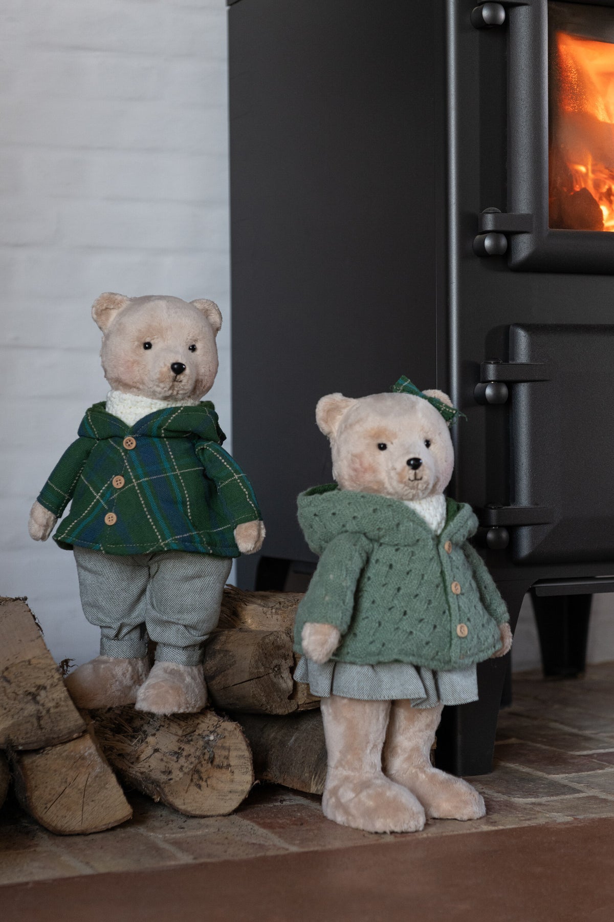 Bear Boy/Girl Polyester Beige/Dark Green Assortment Of 2 - Tuincentrum Lopik