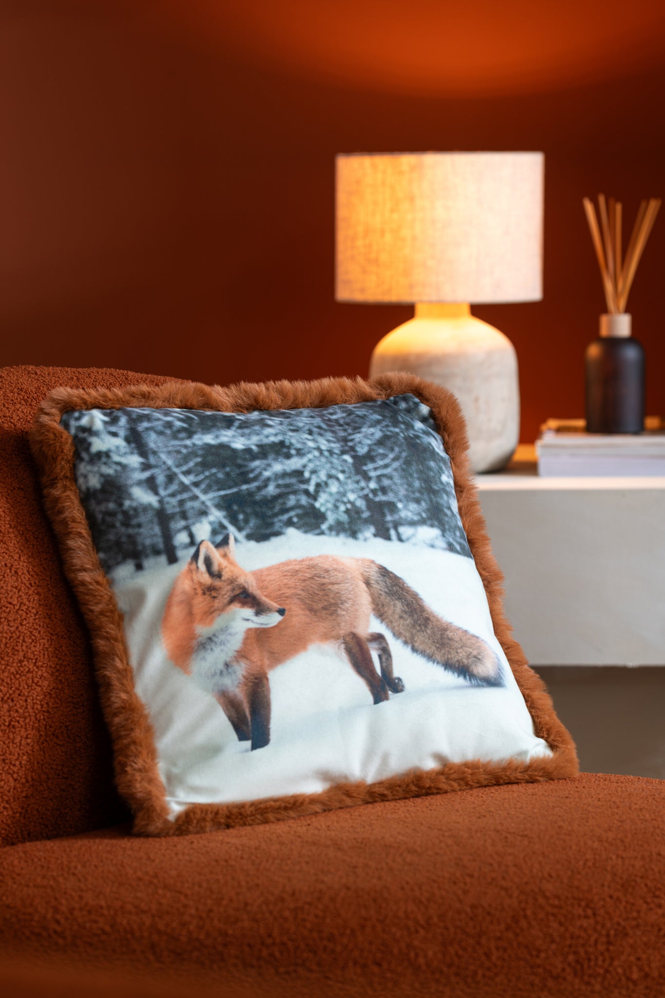 Kussen Vos Polyester Bruin/Cognac Klein Assortiment Van 2 - Tuincentrum Lopik
