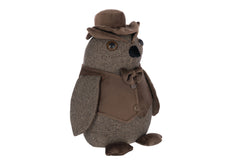 Doorstop Owl + Hat Polyester Dark Brown - Tuincentrum Lopik