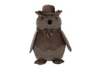 Doorstop Owl + Hat Polyester Dark Brown - Tuincentrum Lopik