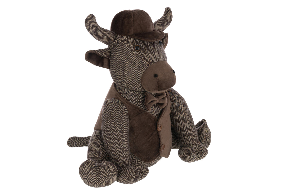 Doorstop Bull + Hat Polyester Dark Brown - Tuincentrum Lopik