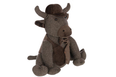 Doorstop Bull + Hat Polyester Dark Brown - Tuincentrum Lopik