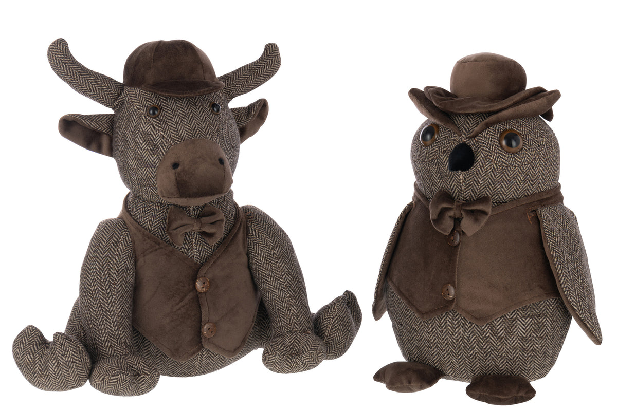 Doorstop Bull + Hat Polyester Dark Brown - Tuincentrum Lopik