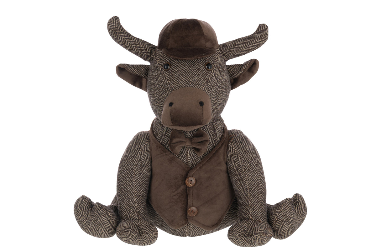 Doorstop Bull + Hat Polyester Dark Brown - Tuincentrum Lopik