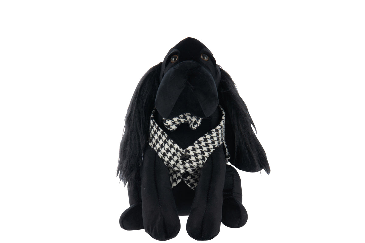 Doorstop Dog Pied-De-Poule Polyester Black/White - Tuincentrum Lopik