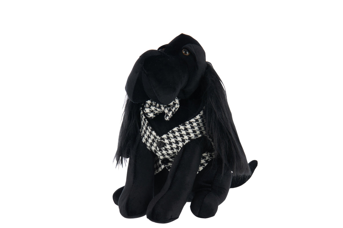 Doorstop Dog Pied-De-Poule Polyester Black/White - Tuincentrum Lopik