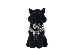 Doorstop Cat Pied-De-Poule Polyester Black/White - Tuincentrum Lopik