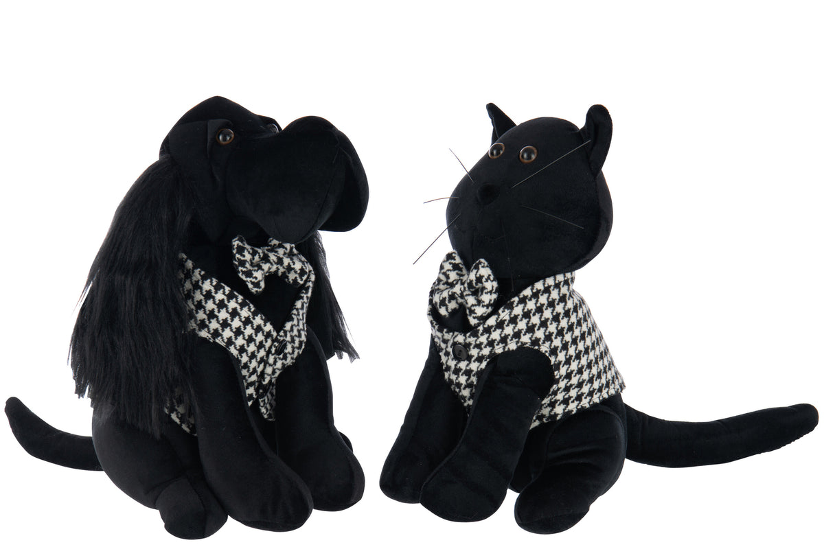 Doorstop Cat Pied-De-Poule Polyester Black/White - Tuincentrum Lopik
